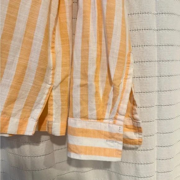 Lola River 100% Cotton Orange Sherbet Striped Button Down Beach Vacation Shirt - Picture 4 of 6